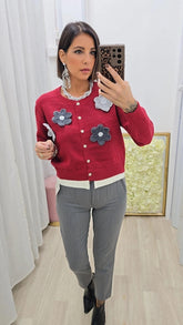 Cardigan Fiorellino Bordeaux